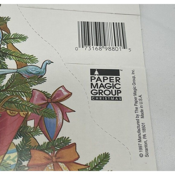 Vintage 2 Paper Magic Group Christmas Tree Bear Gifts Die Cut Decoration 13” - Picture 7 of 15